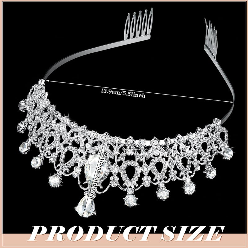 Loetere 12 Pcs Crystal Tiara and Princess Crown with Comb Crown Rhinestone Women Girls Tiara Headpiece Queen Hair Accessories for Birthday Party Wedding Prom Halloween Cosplay Costume - Image 2